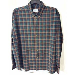 &Collar Men’s 2XL Athletic Fit Plaid Long Sleeve Button Up Shirt Green Navy